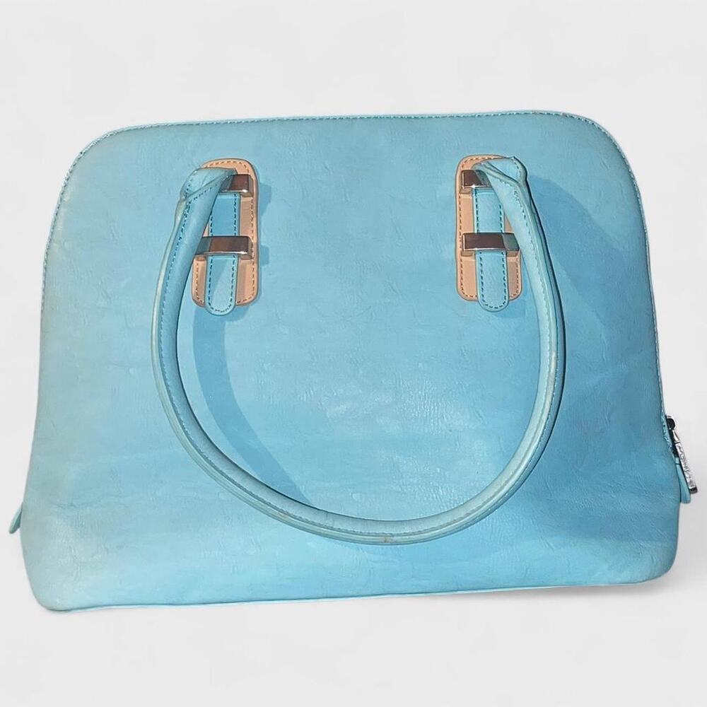 Charming Charlie Vintage Light Blue Large Satchel Shoulder Dome Handbag